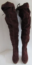 Fahrenheit Womens Dark Brown Over the Knee Tall Boots Faux Suede Size 10