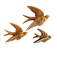 Vintage Burwood Products Plastic Swallows Birds Set of 3 Wall Hanging Decor