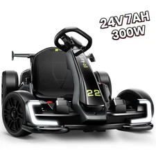 ✨24V Electric Go Kart for Kids 2x150W Powerful Drift Kart w/Adjustable Seat Gift