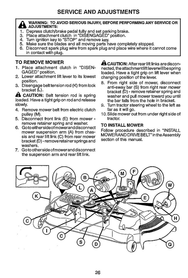 Mower Tractor Operator Manual Craftsman 917-28861 26HP 54” E-Start ...