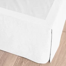 Casaluna Bed Skirt Linen Box Pleat OEKO-TEX Certified, White, King