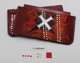 New Nintendo 3ds Xl LL Monster Hunter X Replacement Outside Shells+Rubbers+Label
