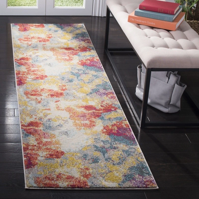 Phoenix Grand Medallion Runner Rug Soft Low Pile Abstract Indoor Floor Covering - Image 2 of 4