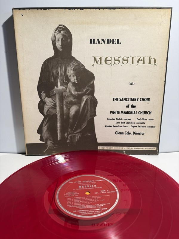 Handel Messiah Red Vinyl Lp White Memorial Church Glenn Cole Rare Colored Record
