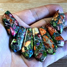 BR16380 45x15x7mm 7pcs/set Multi-Color Sea Sediment Jasper Pendant Bead