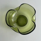 Green Glass Bowl Vintage Anchor Hocking Crimped Edge