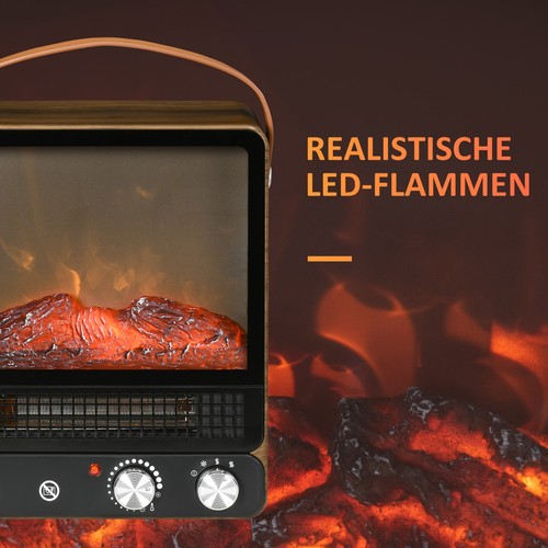 Chimenea Eléctrica Chimenea de Pie con Temperatura Ajustable Llamas Realistas - Imagen 5 de 10
