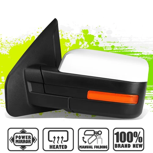 For 04-14 Ford F150 Left Driver Power+Heated Foldable Side View Mirror Chrome