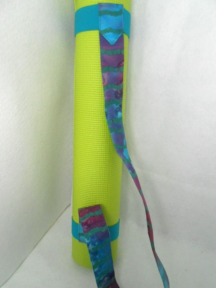 Yoga Mat Carrier with Elastic Bands in Turquoise Batik Print
