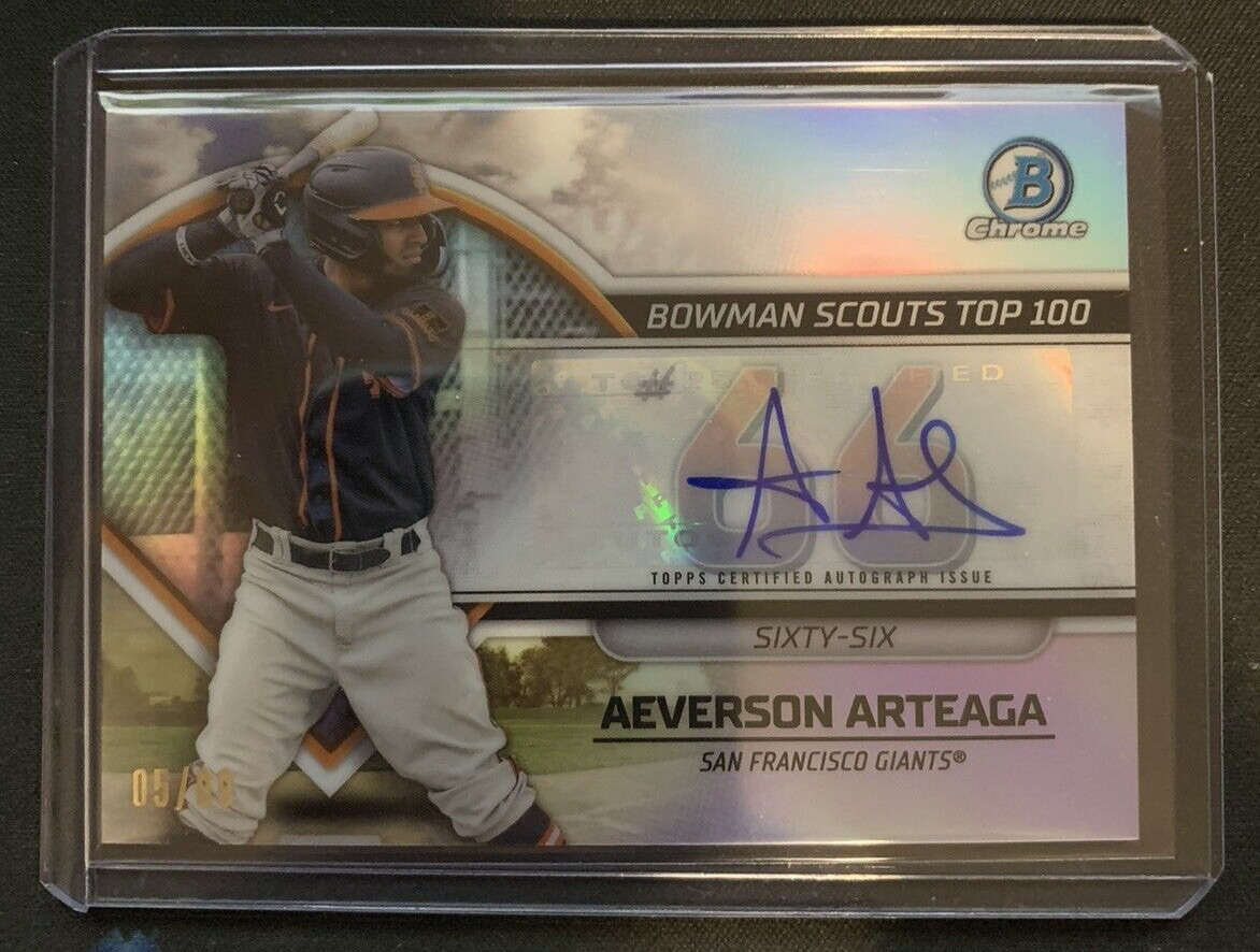2023 Bowman Chrome - Aeverson Arteaga Top 100 Bowman Scouts Auto #5/99