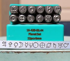 SupplyGuy 6mm Planetary Symbol Metal Design 12 Stamp Punch Set SGCH-Planet