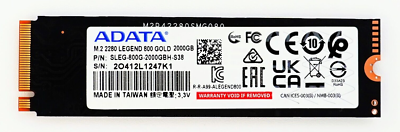 ADATA 2TB Legend 800 Gold PCIe Gen4x4 M.2 2280 SSD - SLEG-800G