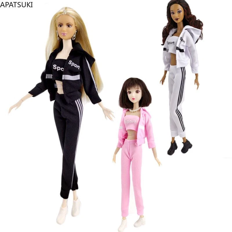 Casual Sports Wear Kleidung Set für Barbie Puppe Outfits Top Mantel Hose Schuhe