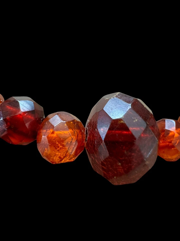 Pulsera elástica hecha a mano con cuentas vintage facetadas ámbar báltico coñac P4 Foto 2 de 4