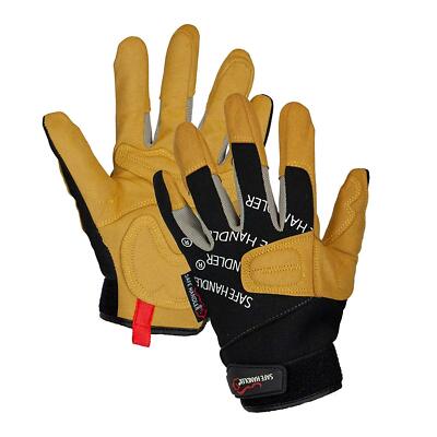 Reinforced Leather Gloves, Suede Leather Padding, Yellow/Black (1 Pair)