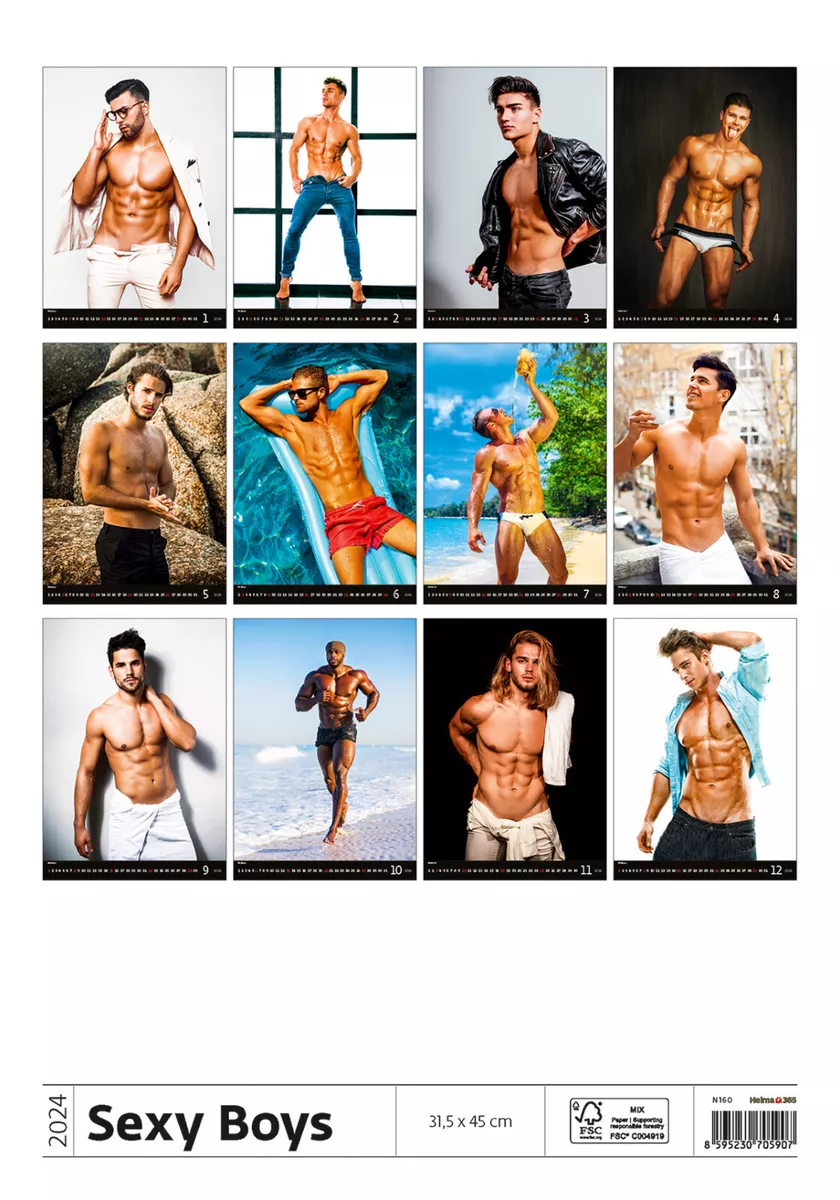 Sexy Boys Erotico N160 Calendario 2024 da Parete 31,5x45 CM