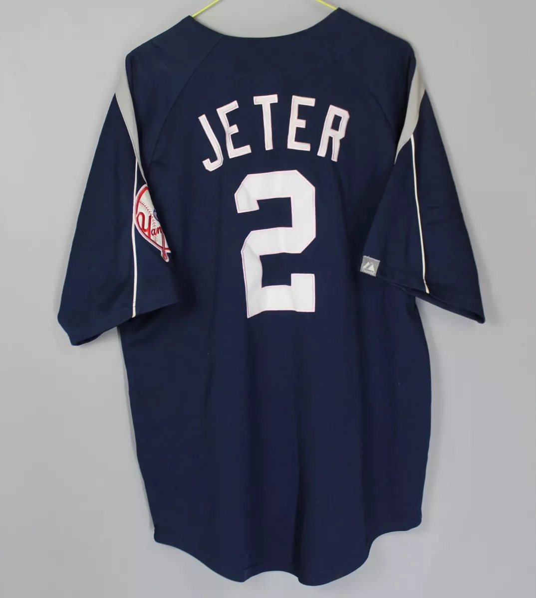 New York Yankees Derek Jeter #2 Jersey Size XL Blue White Gray