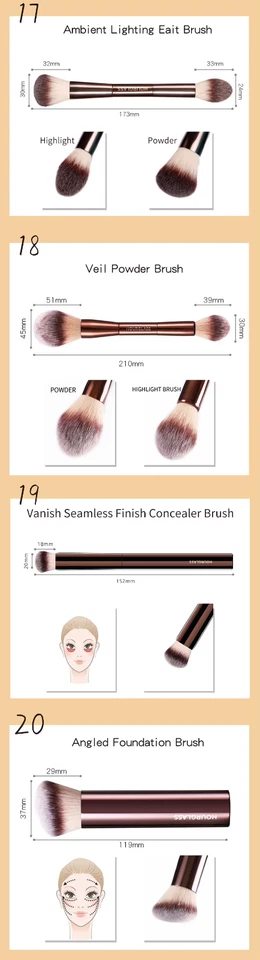 JUEGO DE BROCHAS DE MAQUILLAJE DE 23 PIEZAS HOURGLASS CORRECTOR, BASE, JUEGO DE BROCHAS EN POLVO Foto 3 de 4
