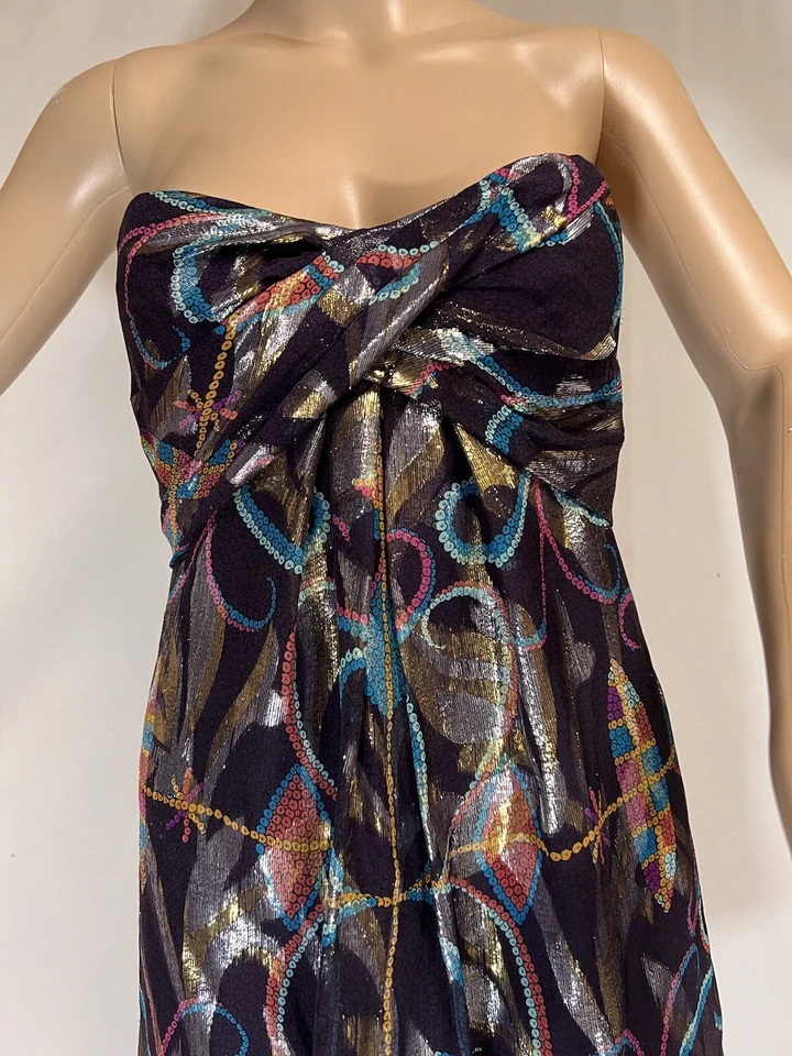 Nicole Miller 女式连衣裙,多色,无肩带几何图案,0 码 — 第 4/4 张图片