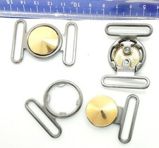 2 pezzi fibbia 30 mm chiusura cintura metallo bicolore oro fumo con griglia