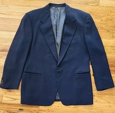 Versace V2 Vintage Blazer Sports Coat Blue Black Checkered Size 52R Silhouette
