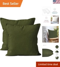 Leaf Green Cotton Throw Pillow Covers 16x16 in - Set of 2 with Hidden Zippers