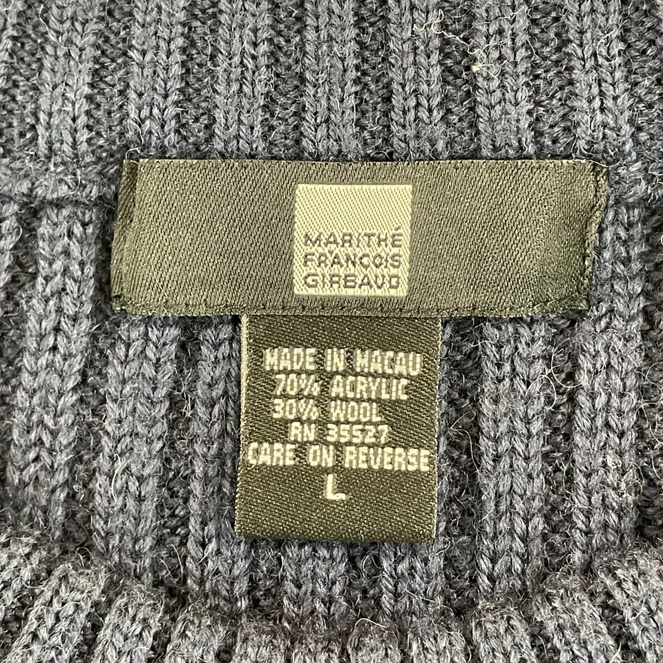 Suéter Vintage Marithe Francois Girbaud Hombres Grande Azul Marino Mezcla Lana Parches en el Codo Foto 2 de 4