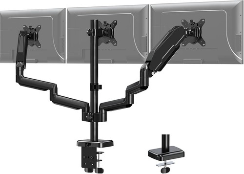 MOUNT PRO Triple Monitor Desk Mount Articulating Gas Spring Arm 3 Screens 13-27”