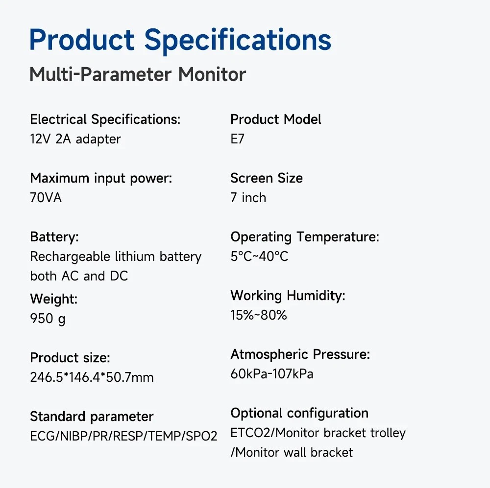 7 Inch Touch Screen Human Use Multi-parameter Medical Patient Monitor - Picture 7 of 24