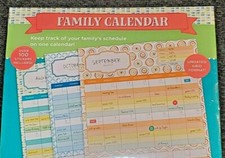 NEW Family Monthly Wall Calendar Undated with over 100 stickers included