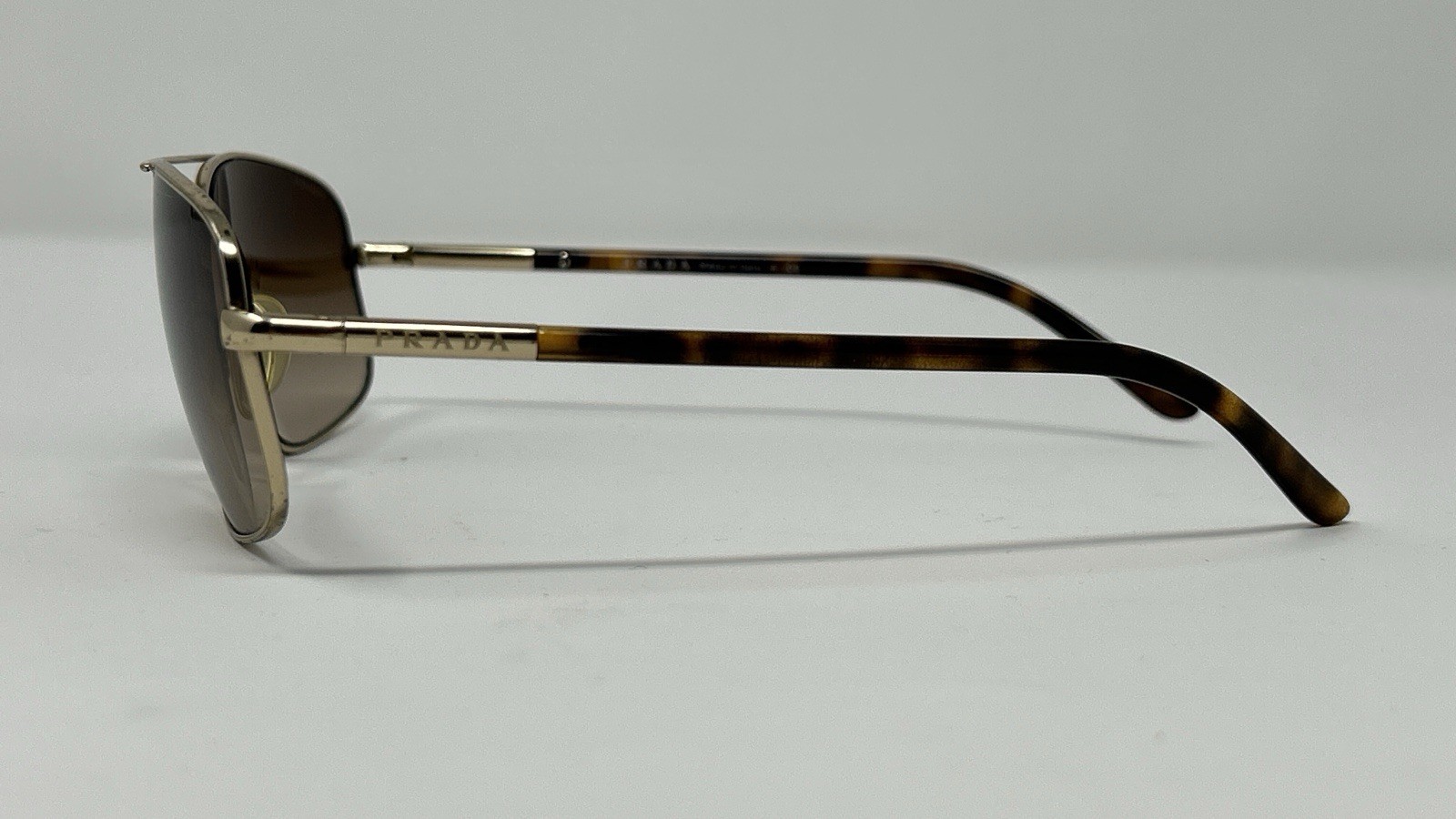 Vintage RarePrada SPR52M GoldTone Aviator Brown Gradient Tortoise Acetate Temple image 3