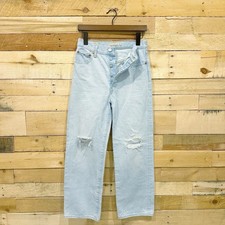 Levi's Ribcage Straight Ankle Jeans Size 26 Button Fly Blue Denim Women s