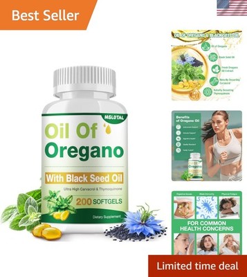 Oil of Oregano w/ Black Seed Oil   200 Count Immune & Digestive Support- Non-GMO