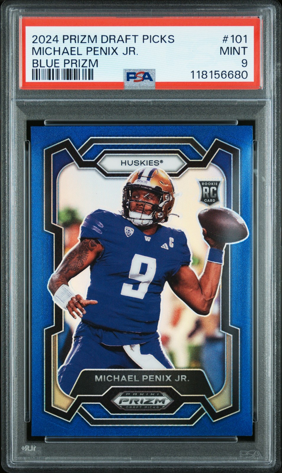 2024 PANINI PRIZM DRAFT PICKS BLUE PRIZM #101 MICHAEL PENIX JR. 27/199 PSA 9