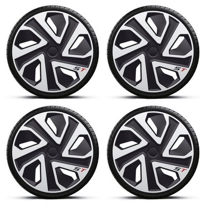 Radkappen 16 Zoll Schwarz Silber ST Radzierblenden x4 passend für Nissan Micra