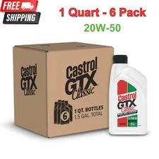 Castrol GTX Classic 20W-50 Conventional Motor Oil, 1 Quart, Pack of 6 Bottle