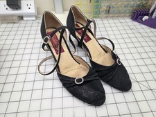 Celebrity Ballroom Dancing Dance Shoes Black Glitter Suede 8.5 W Closed Toe