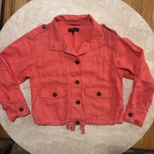 Talbots Size P Salmon Colored 100 Linen Blazer/light Jacket