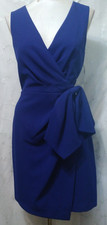 New ELIZA J Size 10 Bow Sheath Dress Sleeveless Partially Lined Jewel Blue $128