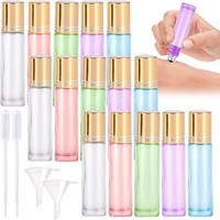 15X 10Ml Glas Roller Flaschen Set, ÄTherische ÖLe Roll-On Flaschen, NachfüLlbar