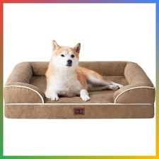 Large Orthopedic Dog Bed Memory Foam Bolster Waterproof Camel 36x27x6.5
