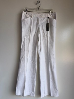 NWT EXPRESS Editor Wide Leg Cotton Sateen Pants Size 6R White