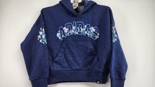 NWT Adidas Kids Small Blue Loose Fit Cotton Blend Fleece Pullover Graphic Print