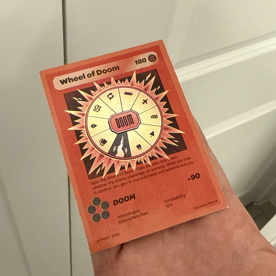 Tarjeta coleccionable Wheel of Doom 2025 Joyride extremadamente rara Ryan Trahan Foto 2 de 2