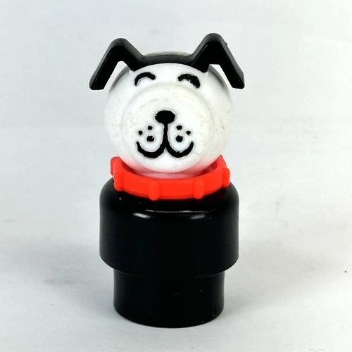 Fisher-Price Little People Dog Figure Black Ears Red Collar Vintage 1963-1996