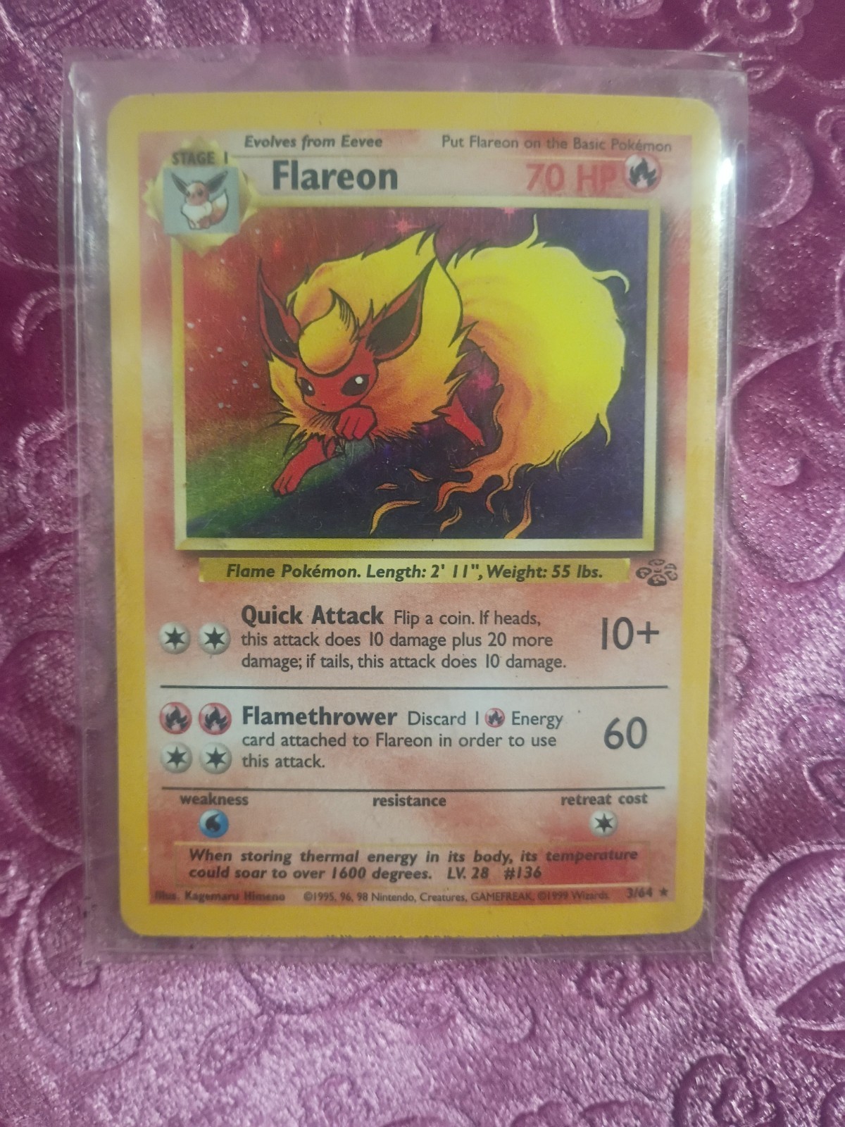 Pokemon  Flareon  Jungle #3 Holo Rare 1999 