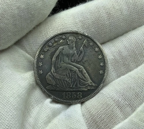 1858-O Seated Liberty Silver Half Dollar XF+ Crusty Original L301