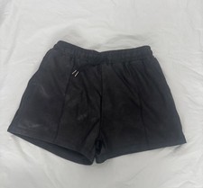 Ladies Size 12 Black Faux Leather Shorts Elasticated Waist Drawstring Preowned