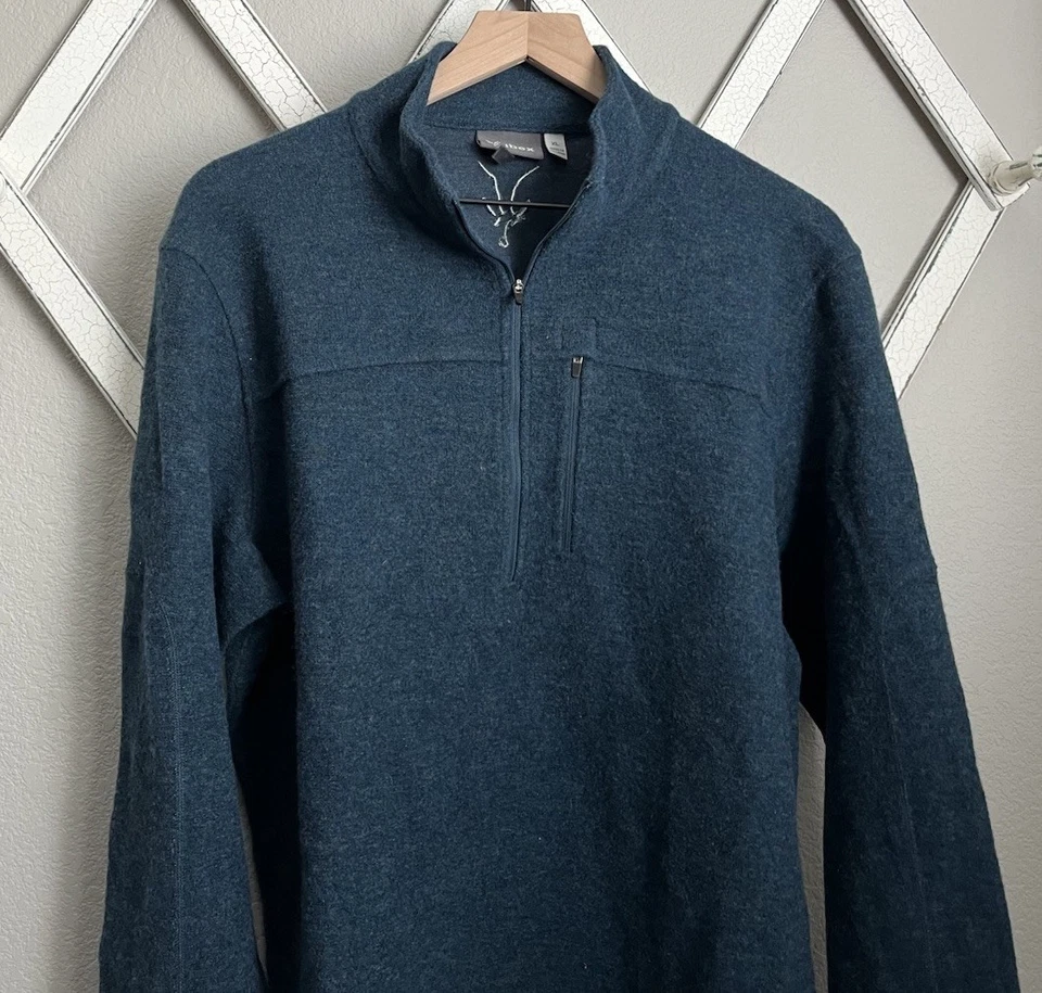 Ibex Men's XL 1/2 Zip Merino Wool Blend Pullover - Blue - Image 2 of 4