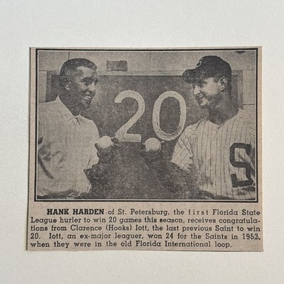 Hooks Iott Henry Harden St. Petersburg Saints 1963 Sporting News Baseball 4X4
